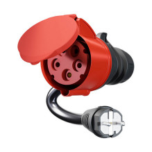 go-e Adapter fr Gemini flex 22 kW, CEE rot Drehstrom 32A Haushaltssteckdose (schwarz, 30cm)