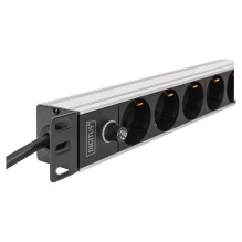 DIGITUS 9-way power strip, 19" aluminum, 1U, 2m, black DIGITUS 9-way power strip, 19" aluminum, 1U, 2m, black