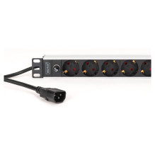 DIGITUS 9-way power strip, 19" aluminum, 1U, 2m, black DIGITUS 9-way power strip, 19" aluminum, 1U, 2m, black