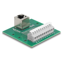 Delock RJ50 Buchse zu Terminalblock su Drucktaster für Hutschiene gewinkelt Delock RJ50 Buchse zu Terminalblock su Drucktaster für Hutschiene gewinkelt