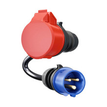 go-e adapter for Gemini flex 11 kW, CEE red three-phase 16A CEE blue 16A (black, 30cm)