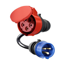 go-e adapter for Gemini flex 11 kW, CEE red three-phase 16A CEE blue 16A (black, 30cm)