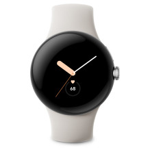 Google Pixel Watch polished silver stainless steel 41mm chalk active band DE