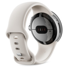 Google Pixel Watch polished silver stainless steel 41mm chalk active band DE