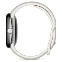 Google Pixel Watch polished silver stainless steel 41mm chalk active band DE