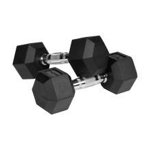 Fitneso įranga - Rebel Active hanteliai 2x7 kg guma padengti juodi Fitneso įranga - Rebel Active hanteliai 2x7 kg guma padengti juodi