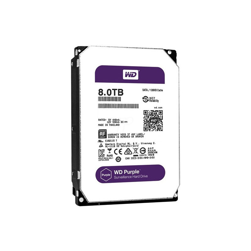 8.0TB HDD, SATA drive, Purple series, For CCTV equipment