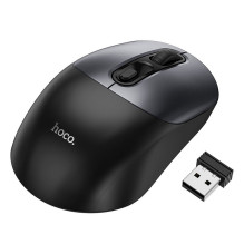 Belaidė pelė Hoco 2,4G 1600 dpi GM28 juodos spalvos metalinė pilka