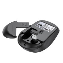 Belaidė pelė Hoco 2,4G 1600 dpi GM28 juodos spalvos metalinė pilka