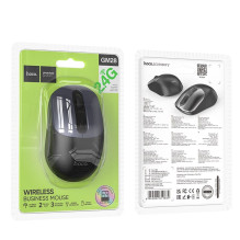 Belaidė pelė Hoco 2,4G 1600 dpi GM28 juodos spalvos metalinė pilka