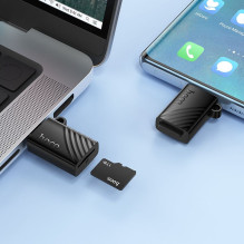 Kortelių skaitytuvas TF 2.0 USB-C Hoco HB53 juodas Kortelių skaitytuvas TF 2.0 USB-C Hoco HB53 juodas