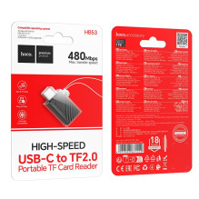 Kortelių skaitytuvas TF 2.0 USB-C Hoco HB53 juodas Kortelių skaitytuvas TF 2.0 USB-C Hoco HB53 juodas