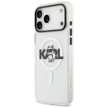 KARL LAGERFELD IPHONE 17 Pro dėklas, suderinamas su „MagSafe KLHMP17LHGCHGKBT“ (IML Choupette eskizo logotipas), skaidru
