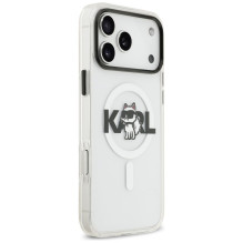 KARL LAGERFELD IPHONE 17 Pro dėklas, suderinamas su „MagSafe KLHMP17LHGCHGKBT“ (IML Choupette eskizo logotipas), skaidru