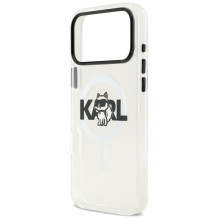 KARL LAGERFELD IPHONE 17 Pro dėklas, suderinamas su „MagSafe KLHMP17LHGCHGKBT“ (IML Choupette eskizo logotipas), skaidru