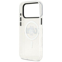 KARL LAGERFELD IPHONE 17 Pro dėklas, suderinamas su „MagSafe KLHMP17LHGCHGKBT“ (IML Choupette eskizo logotipas), skaidru