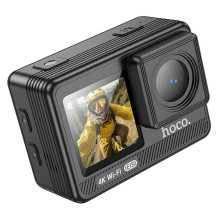 Sportinė kamera Hoco su dviem ekranais, 1,3" + 2" su stabilizatoriumi, IPS, 4K / 30 kadrų per sekundę, DV102, 
