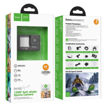 Sportinė kamera Hoco su dviem ekranais, 1,3" + 2" su stabilizatoriumi, IPS, 4K / 30 kadrų per sekundę, DV102, 