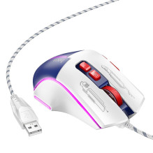 Wire gaming mouse Hoco USB A 3600 dpi GM31 white blue