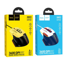 Wire gaming mouse Hoco USB A 3600 dpi GM31 white blue