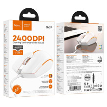 Laidinė žaidimų pelė Hoco USB A 2400 dpi GM37 balta