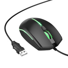 Laidinė žaidimų pelė Hoco USB A 2400 dpi GM37 juoda Laidinė žaidimų pelė Hoco USB A 2400 dpi GM37 juoda