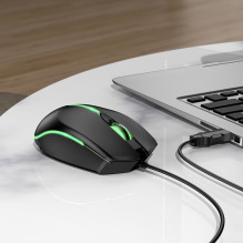 Laidinė žaidimų pelė Hoco USB A 2400 dpi GM37 juoda Laidinė žaidimų pelė Hoco USB A 2400 dpi GM37 juoda