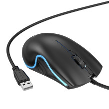 Laidinė žaidimų pelė Hoco USB A 1000 dpi su mirksinčia lempute GM19 juoda Laidinė žaidimų pelė Hoco USB A 1000 dpi su mirksinčia lempute GM19 juoda