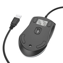 Laidinė žaidimų pelė Hoco USB A 1000 dpi su mirksinčia lempute GM19 juoda Laidinė žaidimų pelė Hoco USB A 1000 dpi su mirksinčia lempute GM19 juoda