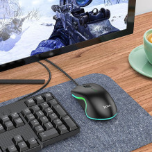 Wire gaming mouse Hoco USB A 1000 dpi with flashing light GM19 black Wire gaming mouse Hoco USB A 1000 dpi with flashing light GM19 black