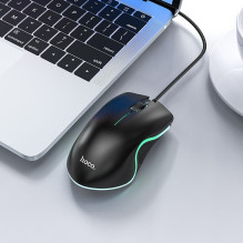 Laidinė žaidimų pelė Hoco USB A 1000 dpi su mirksinčia lempute GM19 juoda Laidinė žaidimų pelė Hoco USB A 1000 dpi su mirksinčia lempute GM19 juoda