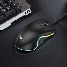 Laidinė žaidimų pelė Hoco USB A 1000 dpi su mirksinčia lempute GM19 juoda Laidinė žaidimų pelė Hoco USB A 1000 dpi su mirksinčia lempute GM19 juoda