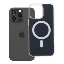 „iPhone 15 PRO MAX“ dėklas, skaidrus „Fusion Mag Cover“, suderinamas su „MagSafe“, tamsiai mėlynas