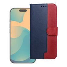 Atverčiamas dėklas, skirtas Motorola G17 Split Book, tamsiai mėlynas ir raudonas Atverčiamas dėklas, skirtas Motorola G17 Split Book, tamsiai mėlynas ir raudonas