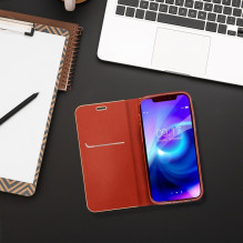 Atverčiamas dėklas, skirtas „Samsung A27 Luna Book“, auksinės spalvos, raudonas