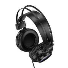 Laidinės ausinės USB A + Jack 3,5 mm Hoco gaming 2 m W110 juodos Laidinės ausinės USB A + Jack 3,5 mm Hoco gaming 2 m W110 juodos