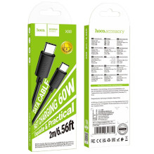 USB-C laidas į USB-C Hoco 3A 60W 2 m X88 juodas