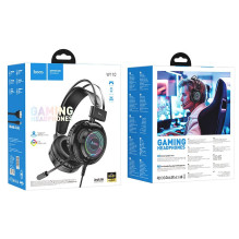 Wire headphones USB A + Jack 3,5 mm Hoco gaming 2 m W110 black Wire headphones USB A + Jack 3,5 mm Hoco gaming 2 m W110 black