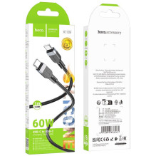 Silikoninis laidas USB C į USB C Hoco 3A 60W 1 m X109 juodas Silikoninis laidas USB C į USB C Hoco 3A 60W 1 m X109 juodas