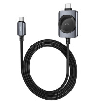 Hoco USB C to USB C cable PD100W with wireless charging for Apple Watch 1,2 m CW66 black