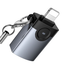 Adapteris OTG Lightning į USB A Hoco UA46 Victory pilkas