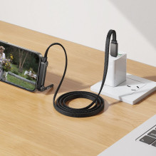 Laidas su laikikliu USB C į USB C PD 60W Hoco 1,2 m U150 Išskirtinės juodos spalvos Laidas su laikikliu USB C į USB C PD 60W Hoco 1,2 m U150 Išskirtinės juodos spalvos