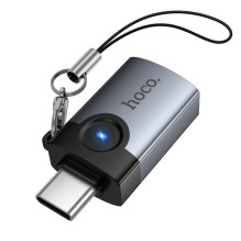 Adapteris OTG USB C į USB A Hoco 3A UA46C pilkas