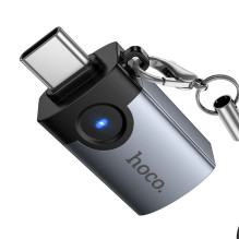 Adapteris OTG USB C į USB A Hoco 3A UA46C pilkas