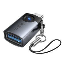 Adapteris OTG USB C į USB A Hoco 3A UA46C pilkas