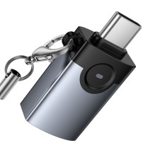 Adapteris OTG USB C į USB A Hoco 3A UA46C pilkas