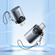 Adapteris OTG USB C į USB A Hoco 3A UA46C pilkas