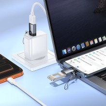 Adapteris OTG USB C į USB A Hoco 3A UA46C pilkas