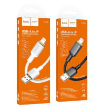 USB A tipo į „Lightning“ tipo laidas Hoco 2,4A, 1 m, X128, juodas