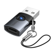 Adapteris OTG USB A į USB C Hoco UA46B pilkas
